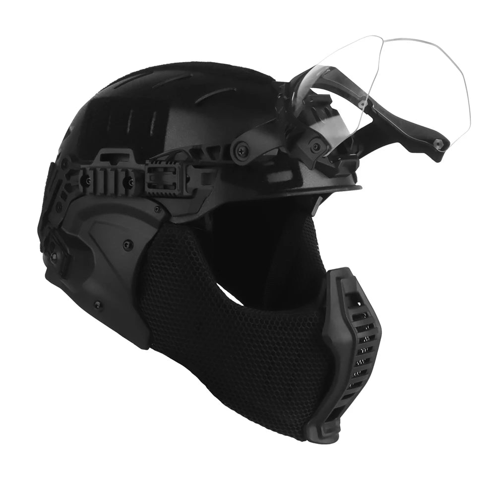 Tactical Full protective helmet with Half Face Mask Mouthguard/Flip Goggles/Ear Cover Hunting Airsoft Paintball 3.0 Wendy Helmet