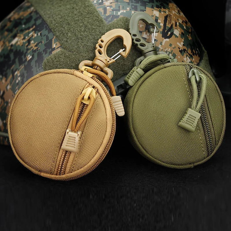 1pc Black Nylon MiniPouch, Tactical Zippered Case for EDC Gear, Coin Purse, Keychain, Wireless Headset Pack, Hunting & Shooting