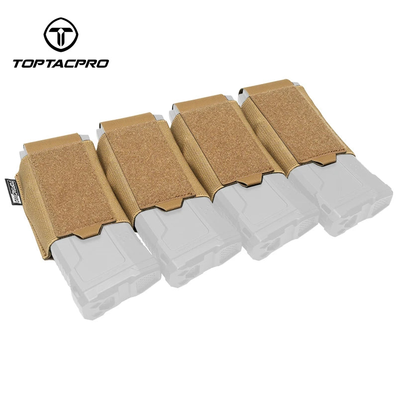 TOPTACPRO Tactical Quad 556 Mag Pouch Elastic Band Lightweight Multi-pocket Tactical Mag Compartment 8541