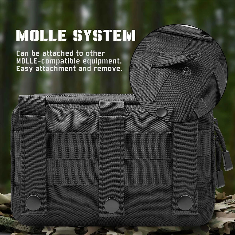 Tactical Molle Pouch Admin Pouch EDC Tool Bag First Aid Kit Pouch Phone Bag Waist Pack Emergency Utility Bag Hunting Camping Bag