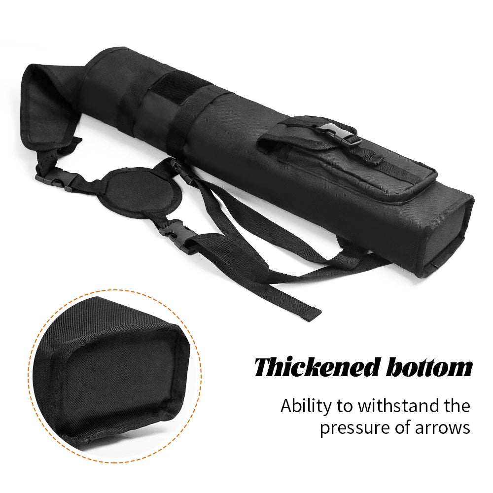 Archery Back Arrows Quiver Bag, Arrow Holder with Molle System and Pockets for Hunting Shooting Target Practice