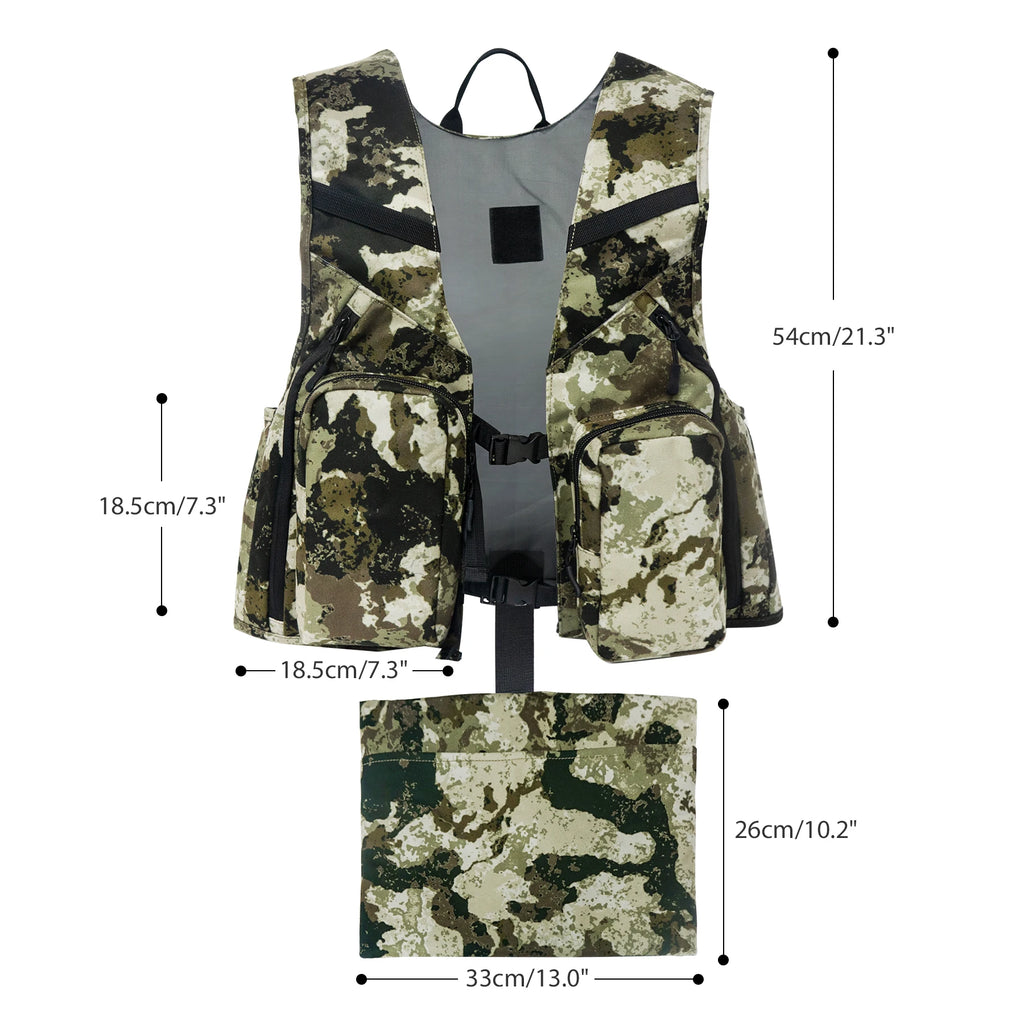 WESTTUNE Camouflage Hunting Vest with Seat Turkey Hunting Vest with Game Pouch Hunting Gear Accessories for Turkey Bird Hunters