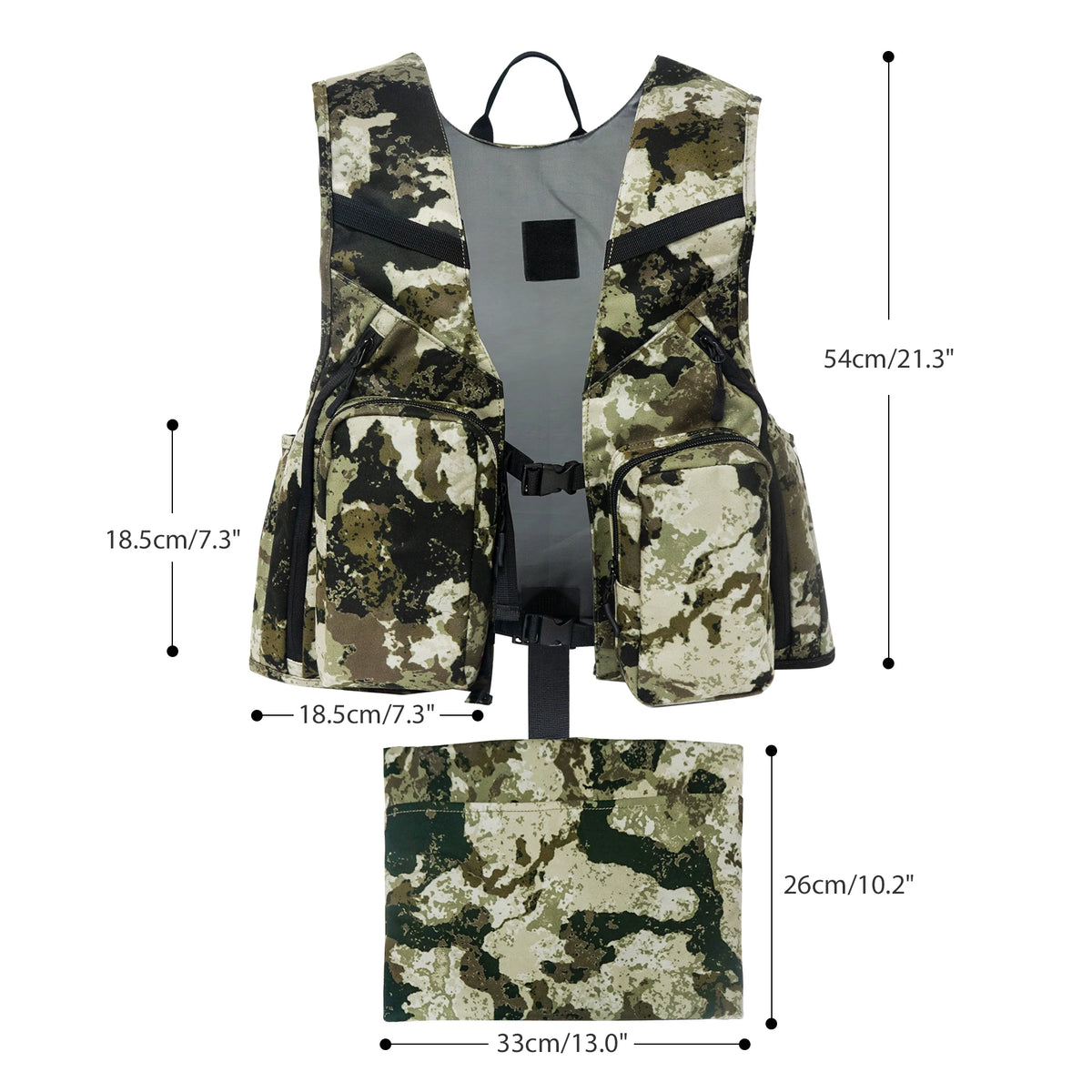 WESTTUNE Camouflage Hunting Vest with Seat Turkey Hunting Vest with Game Pouch Hunting Gear Accessories for Turkey Bird Hunters