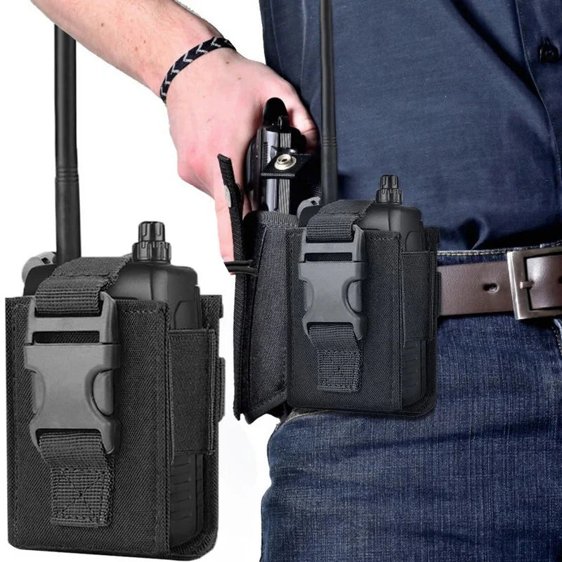 New Tactical Radio Pouch Hunting Walkie Talkie Holder Interphone Hanging Bag Molle Nylon Magazine Pocket Hiking Accessories