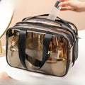 Dry And Wet Separation Clear Toiletry Bag for Women Men Portable Large Travel Makeup Bag Waterproof Transparent Cosmetic Bag
