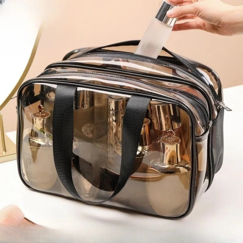 Dry And Wet Separation Clear Toiletry Bag for Women Men Portable Large Travel Makeup Bag Waterproof Transparent Cosmetic Bag