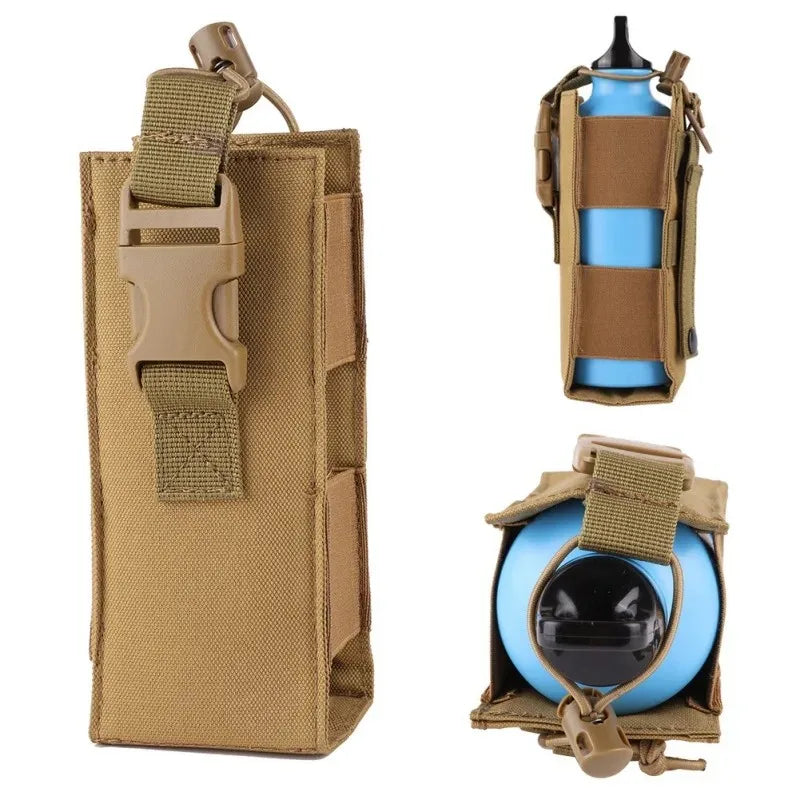 New Tactical Water Bottle Bag Molle Nylon Kettle Cover Waist Pouch Walkie-talkie Pouch Outdoor Hunting Hiking Cycling Accessory
