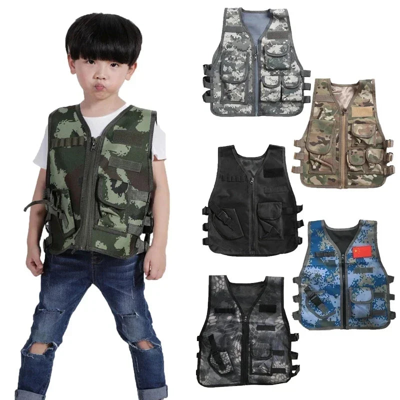 Hunting Kids Camouflage Hunting Clothes Boy Hiking Equipment Chirdren Tactical  Vest Cosplay Costume Airsoft Sniper Uniform