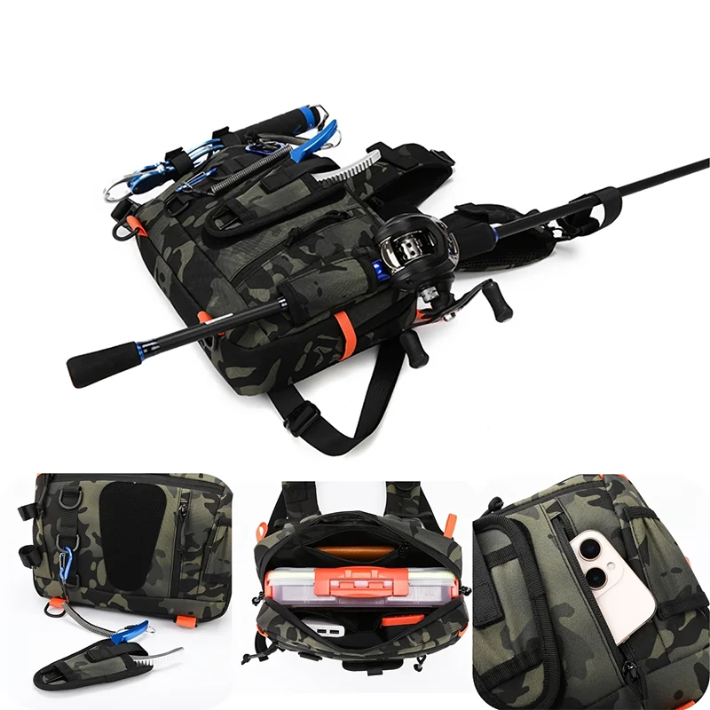 Tactical Camping Backpack Front Chest Vest Bag Outdoor Fishing Lure Tackle Cycling Rig Fanny Pack Hiking Travel Men Climbing Bag