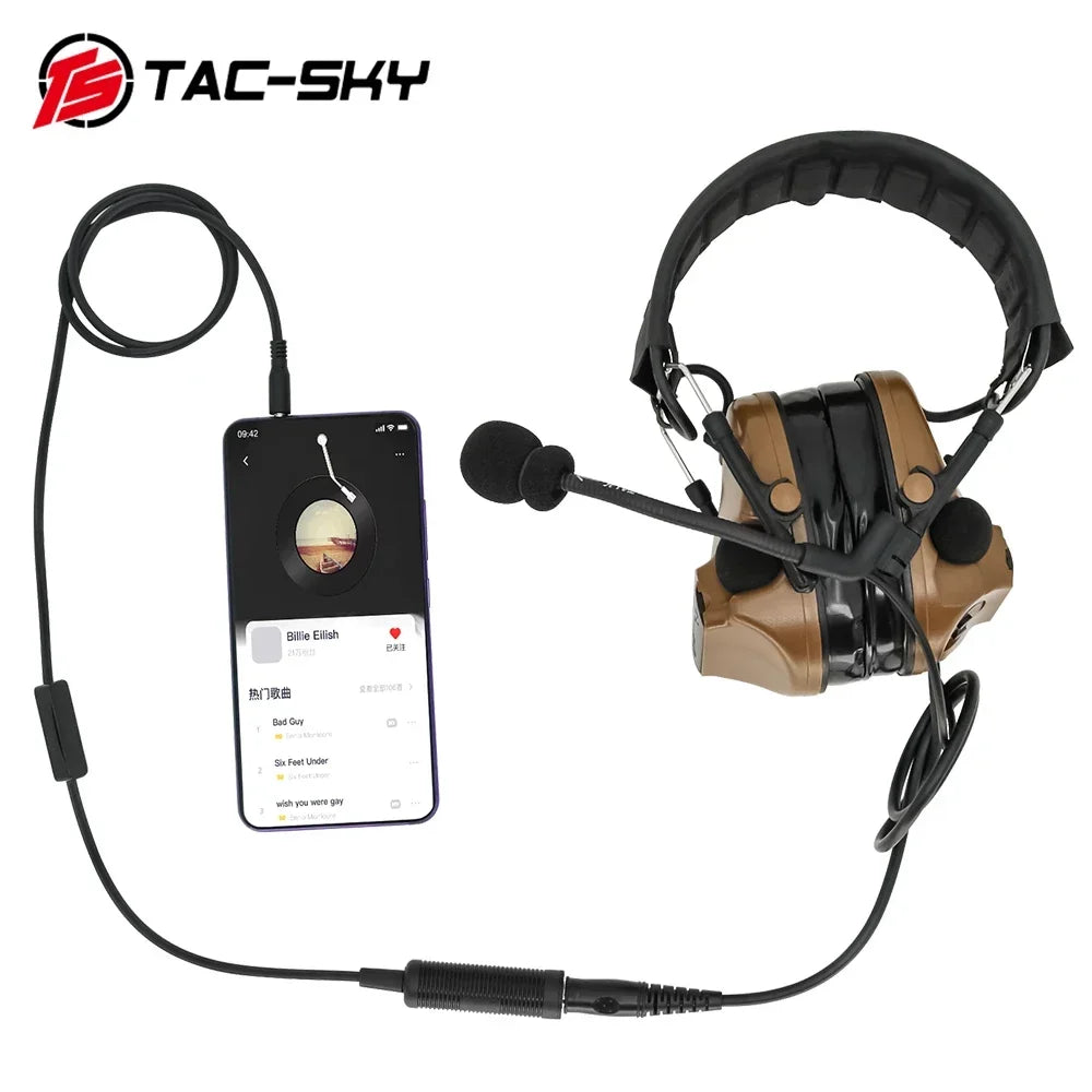 TAC-SKY Mobile phone mini PTT tactical headset accessories mobile phone plug 3.5mm for MP3 music adapter Apple Samsung HTC etc.