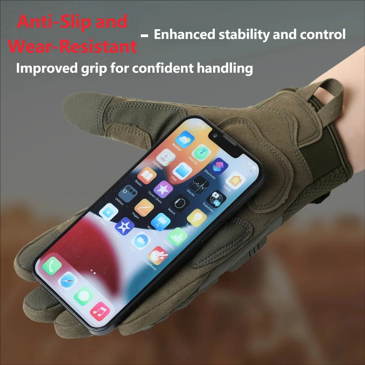 CHRLCK Men Anti-Scratch Cycling Tactics Gloves Wear-resistant Full Finger Hiking Gloves Summer Non-Slip Camping Training Gloves