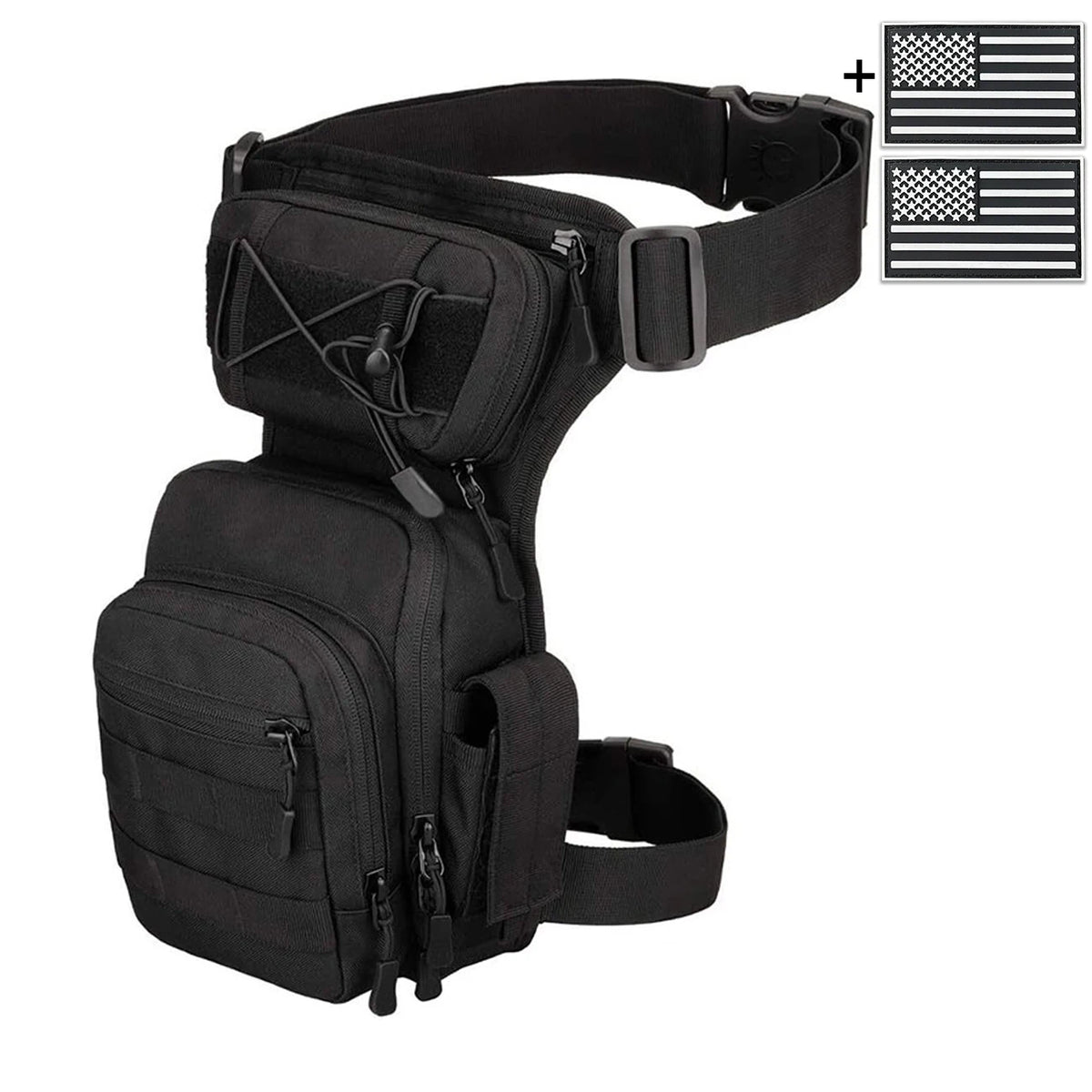 Multi functional quick release leg bag, storage bag, layered storage, waist and leg strap fixation, elastic strap
