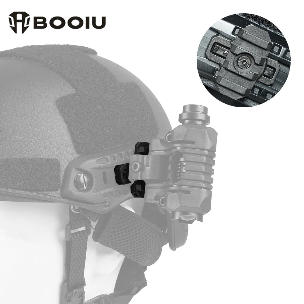 BOOIU New Fast Helmet Side Rail Adapter Nylon 360 Rotatable Helmet Rail Flashlight Mount For Airsoft Helmet Hunting Accessories