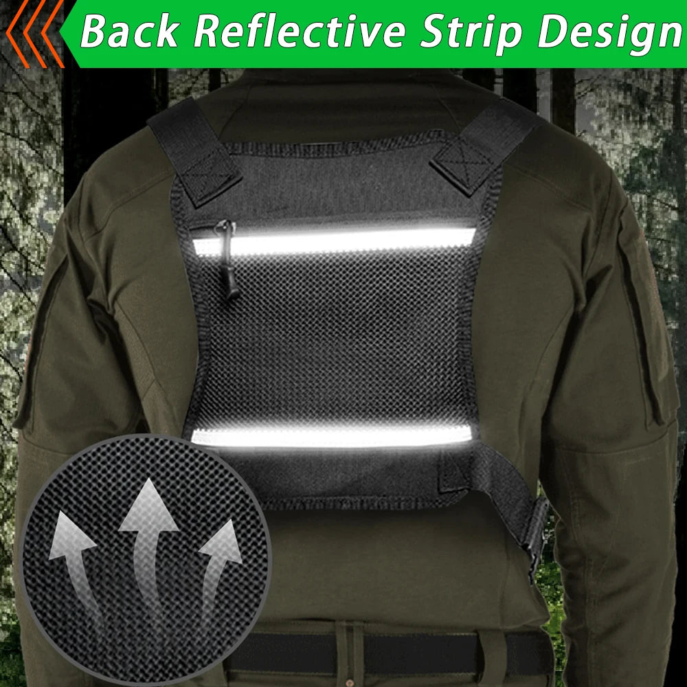 Tactical Chest Admin Bag with Triple Mag Pouch Running Chest Bag Utility Chest Pack Rig Pouch Medical EDC Gadgets Organizer Bag