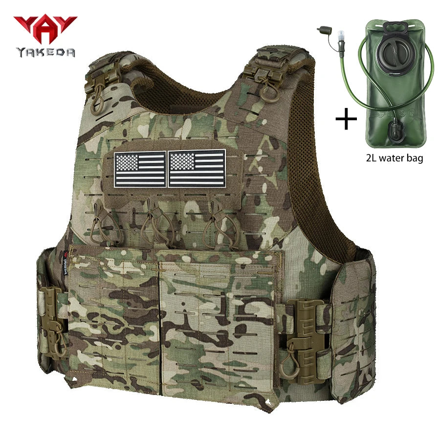 YAKEDA Outdoor Hunting Vest with Adjustable Quick Release Vest and 2L Water Bag for Continuous Hydration Outdoors