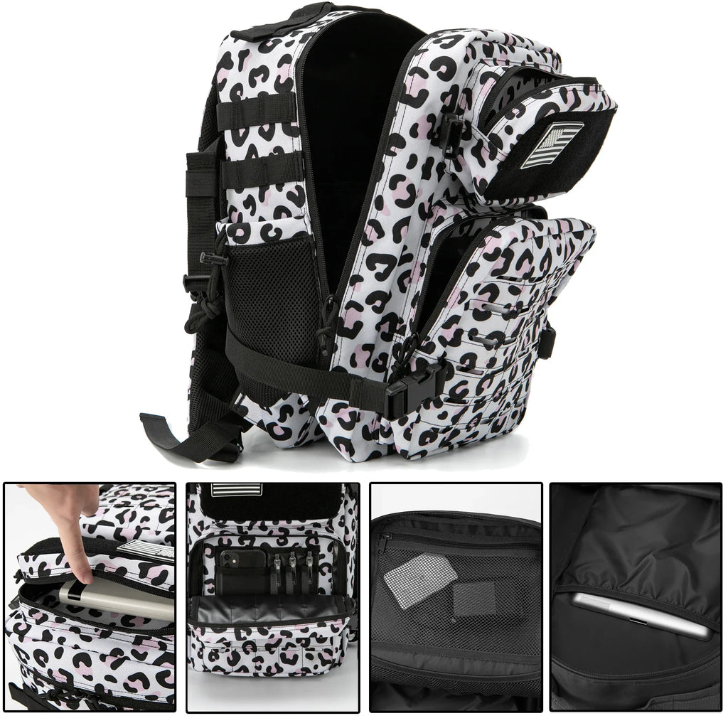 25/45L Women/Men Backpack for Tactical Laser Cut Molle Heavy Duty Backpack School Bag Gym Rucksack Treeking with Dual Cup Holder