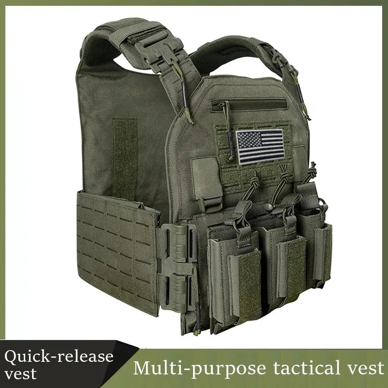 1000d Nylon Chaleco Tactico Vest Ranger-Green Tactical Gear 25x30cm Plate Carrier Molle Tactical Vest for Outdoor Hunting