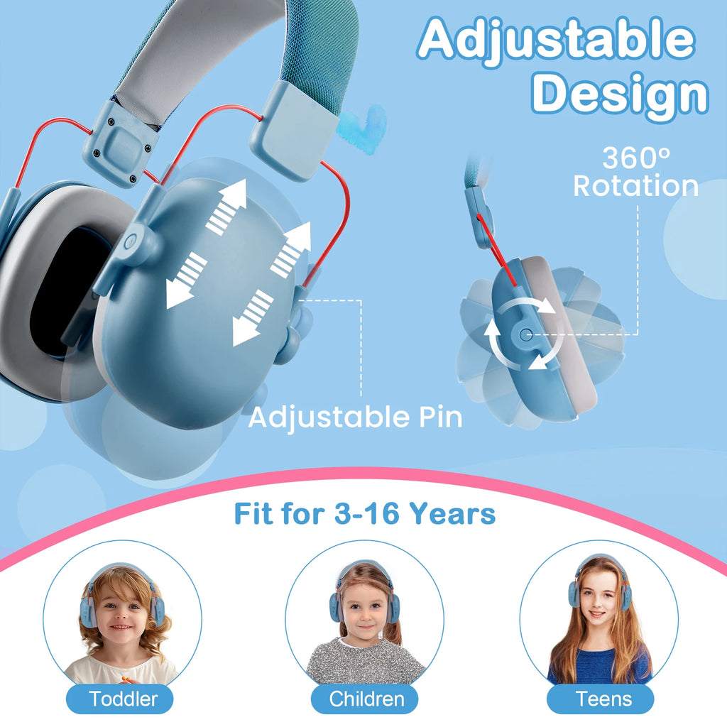 YHKEMA New Kid Ear Protection Baby Noise Reduction Ear Defenders earmuff for children Adjustable nrr 25db Safety Muffs