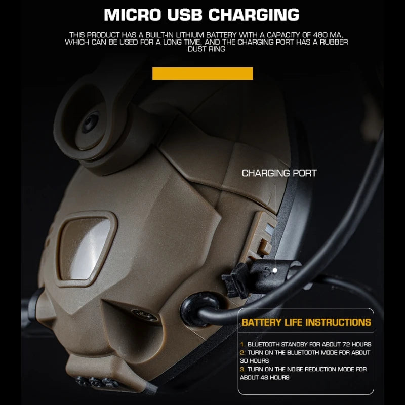 Tactical Hunting Noise Reduction Bluetooth Electronic Anti-noise Shooting Headset Protection Earmuffs Wireless BT Headphones