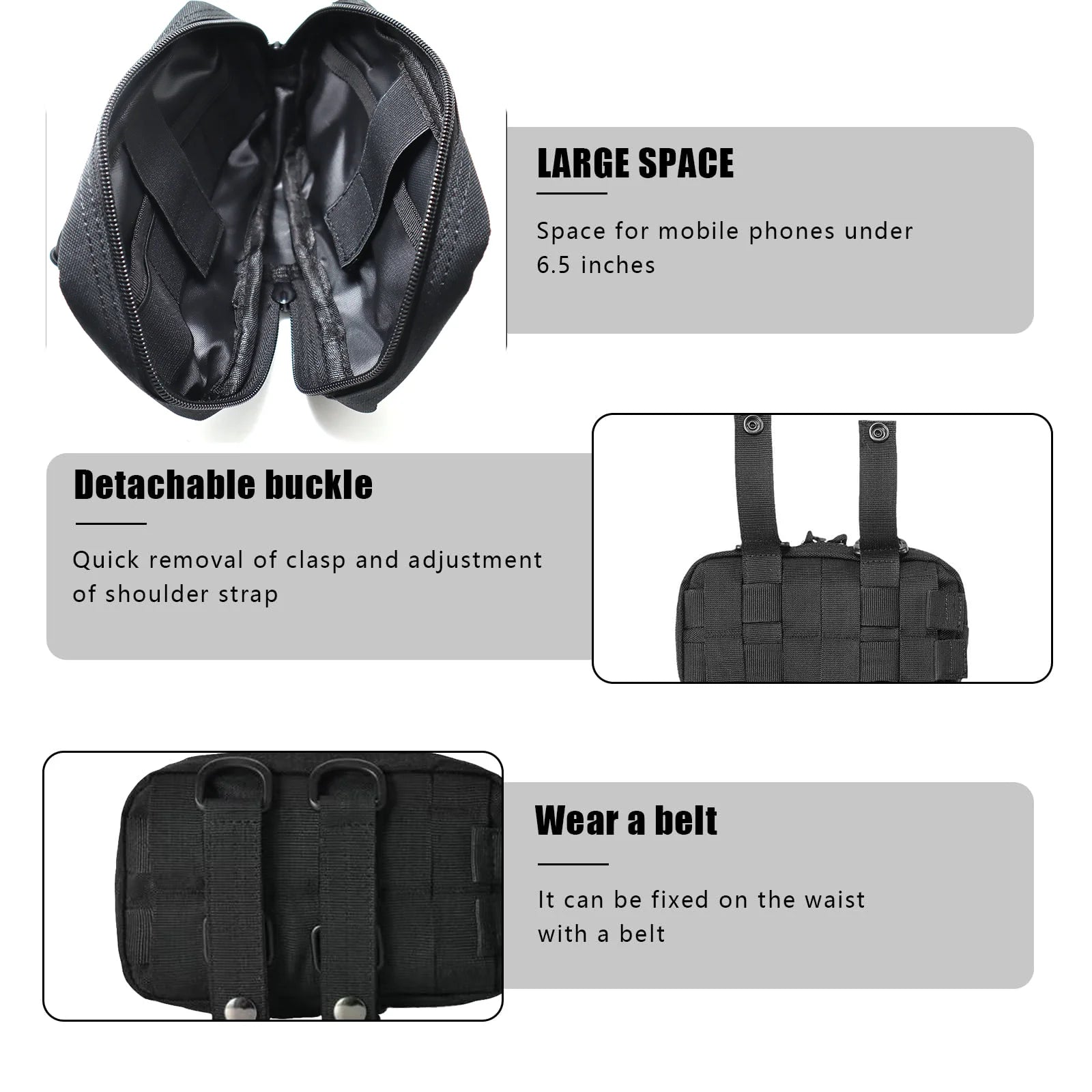 Tactical Molle Horizontal Admin Pouch Compact 1000D Utility EDC Tool Bag