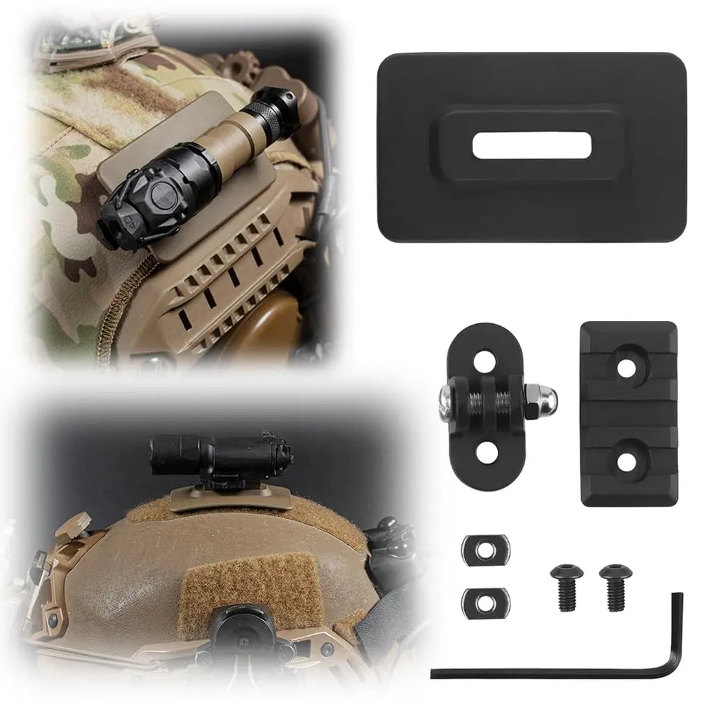Tactical Airsoft Helmet Mount Flashlight/Action Camera Generic Adapter Bracket Kit Accessory for Outdoor Hunting CS Game