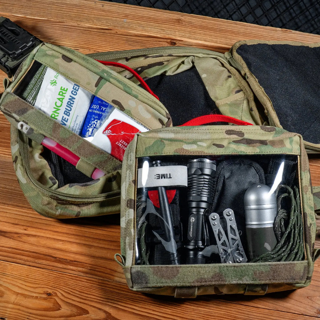 KRYDEX Tactical Large / Small Clear Top Insert Pouch Travel Camping Organizer Storage Hook & Loop Bag for D3 Tactical Backpack