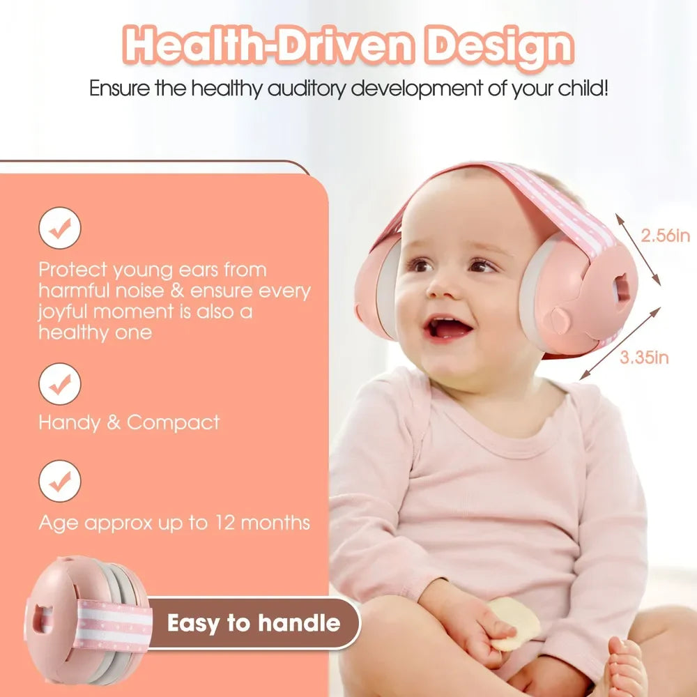 Newborn Baby Headphones Noise Reduction SNR 23dB, Lightweight Adjustable Ear Protection for Airplane Travel Sleeping, 0-36 Month
