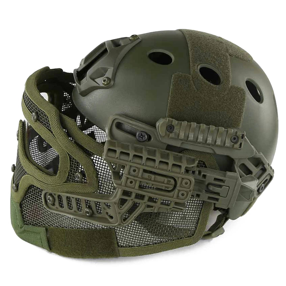 Tactical Protective Helmet, Steel Mesh Face Mask Full Protection Training Helmet, CS Militar Airsoft Paintball Shooting helmets