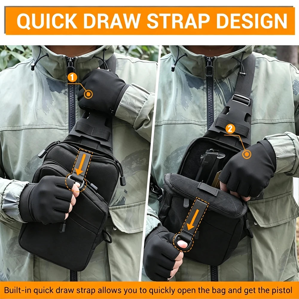 Concealed Carry Gun Bag Pistol Handgun Holster Outdoor Hunting Bag Crossbody Shoulder Pouch Chest Bag EDC Tools Storage Pouch