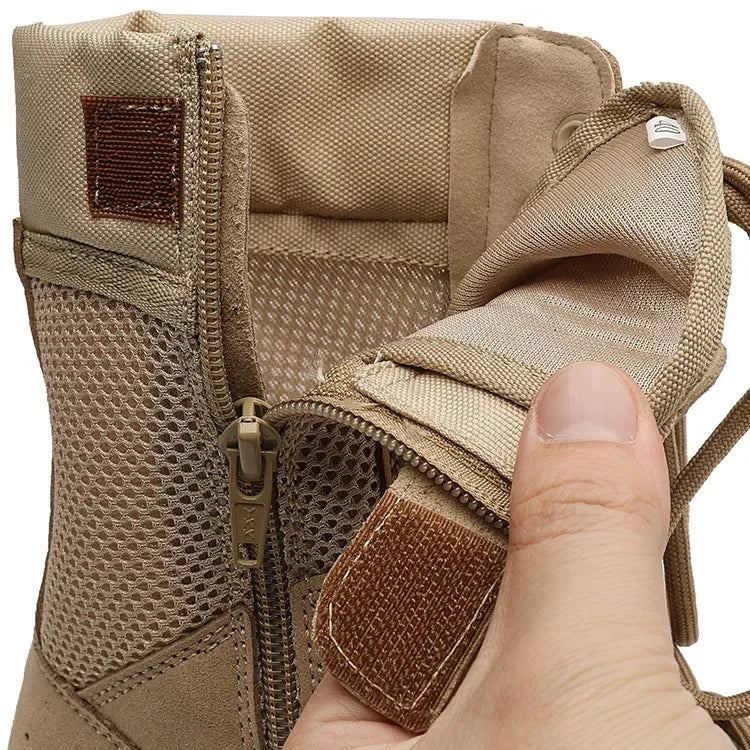 Side Zipper Military Outdoor Combat Tactical Boots Men Women Lightweight Summer Mesh Breathable Hiking Climbing Shoes 35-48 Size