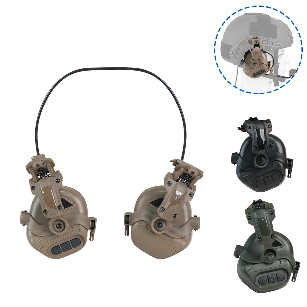 BOOIU Tactical Shooting Headset Fast Helmet 3.5mm Interface Pickup Headphones Tactical Training Communication Hearing Earmuff