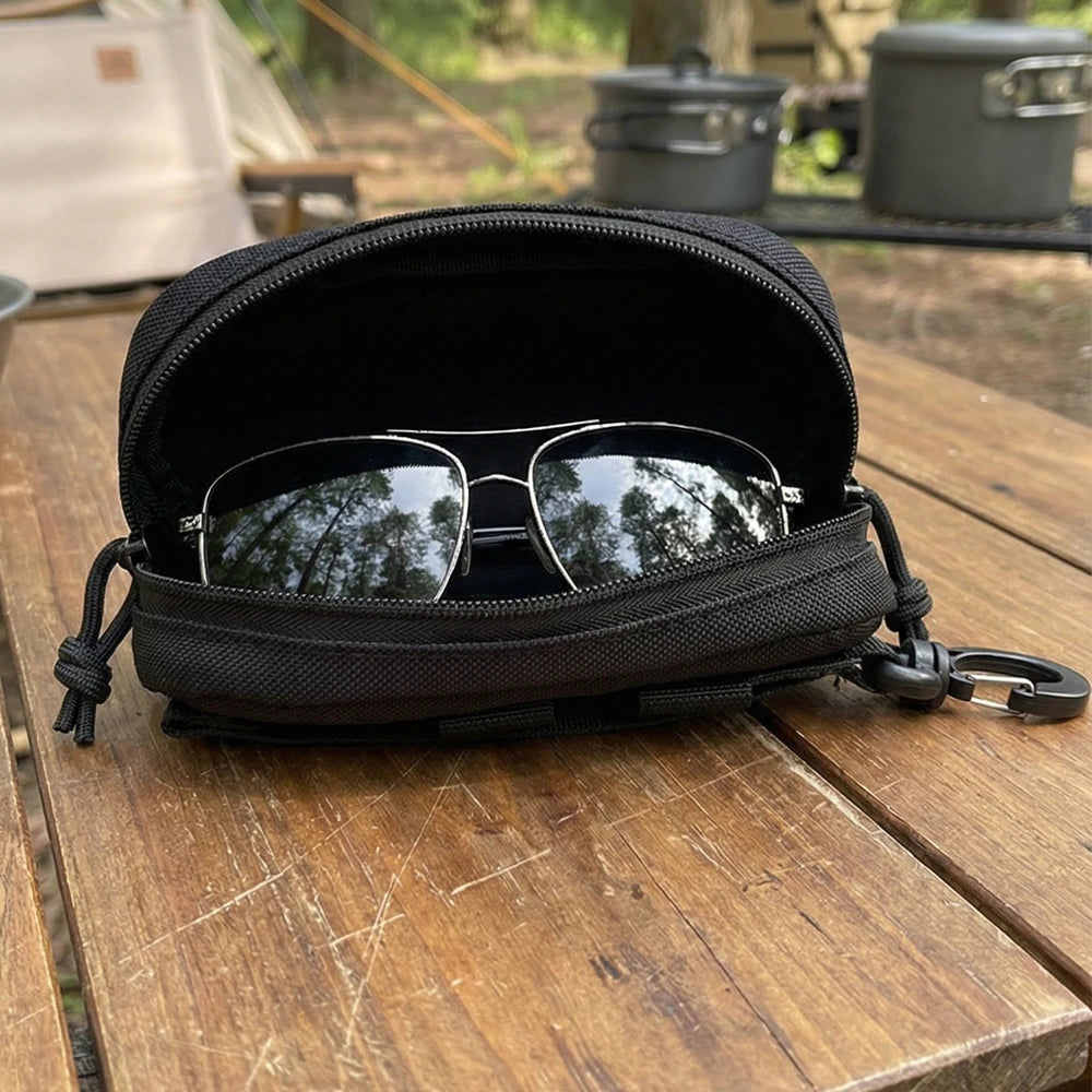 Tactical MOLLE Eyeglass Case Riding Shockproof Protective Goggles Box Portable Outdoor Sunglasses Case For Hiking Hunting Sport