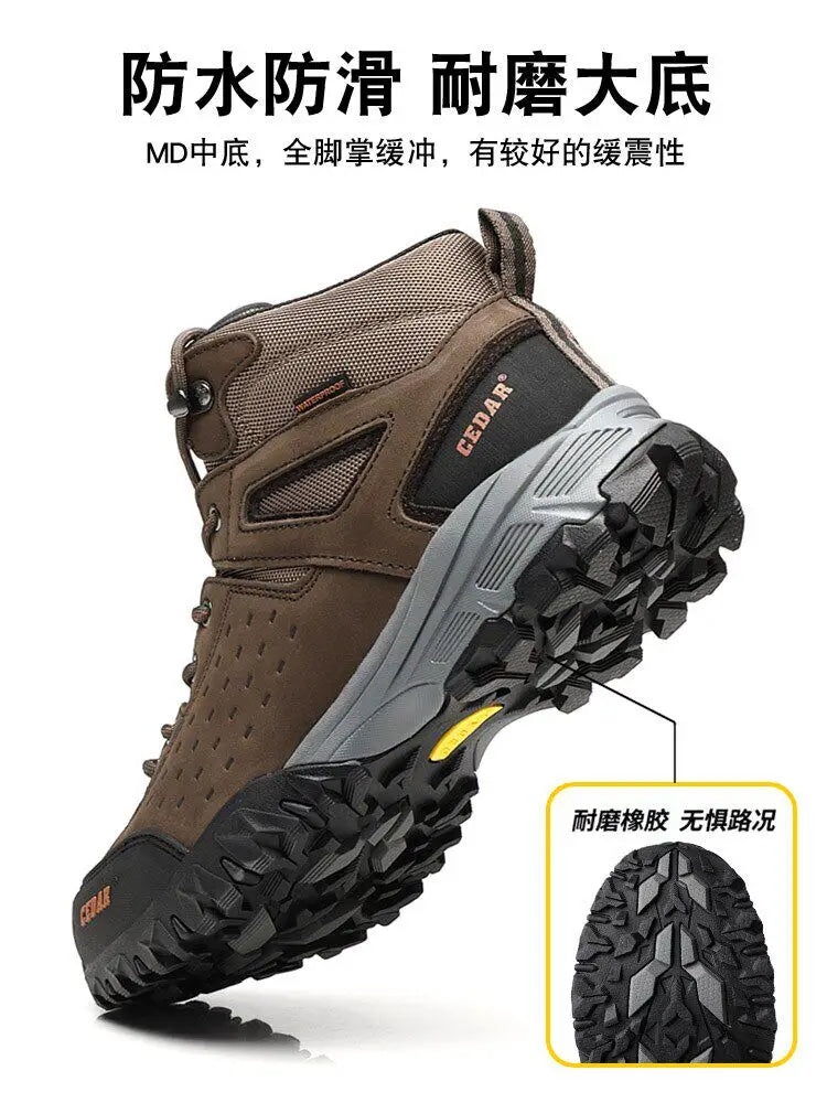 RAN Cowhide Hiking shoes men walking boots waterproof outdoor sneakers hunting boots ankle sneakers casual women trekking shoes