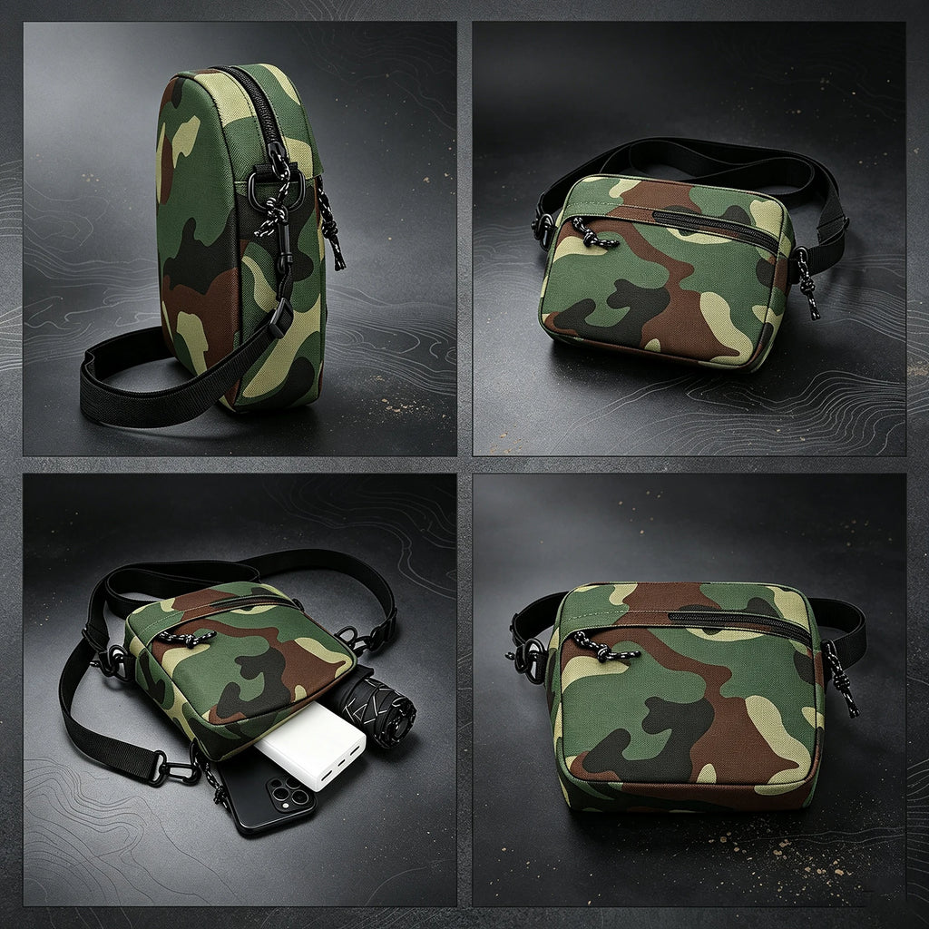 Hunting Bag Lightweight Portable Water Resistant Nylon Camouflage Crossbody Bag Outdoor Camping Hiking With Zipper Sling Bag