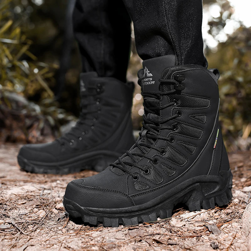 New Men's Boots Fashion Outdoor Men Hiking Boots High Top Breathable Men Desert Combat Ankle Boots Non-slip Motorcycle Boots