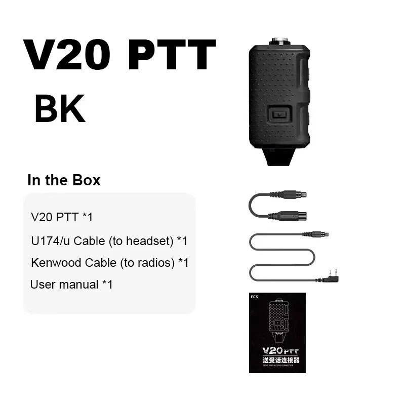 NEW FCS-TACTICAL V20 PTT Single Communication Channels for AMP Headset and PRC148 152 Radios