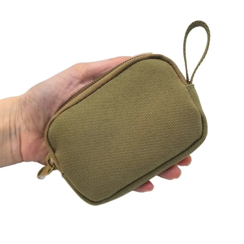 Nylon Double Zipper Pocket Coin Purse Men Tactical Outdoor Small Card Holder Keys Storage Belt Waist Bag Molle Pouch Lightweight