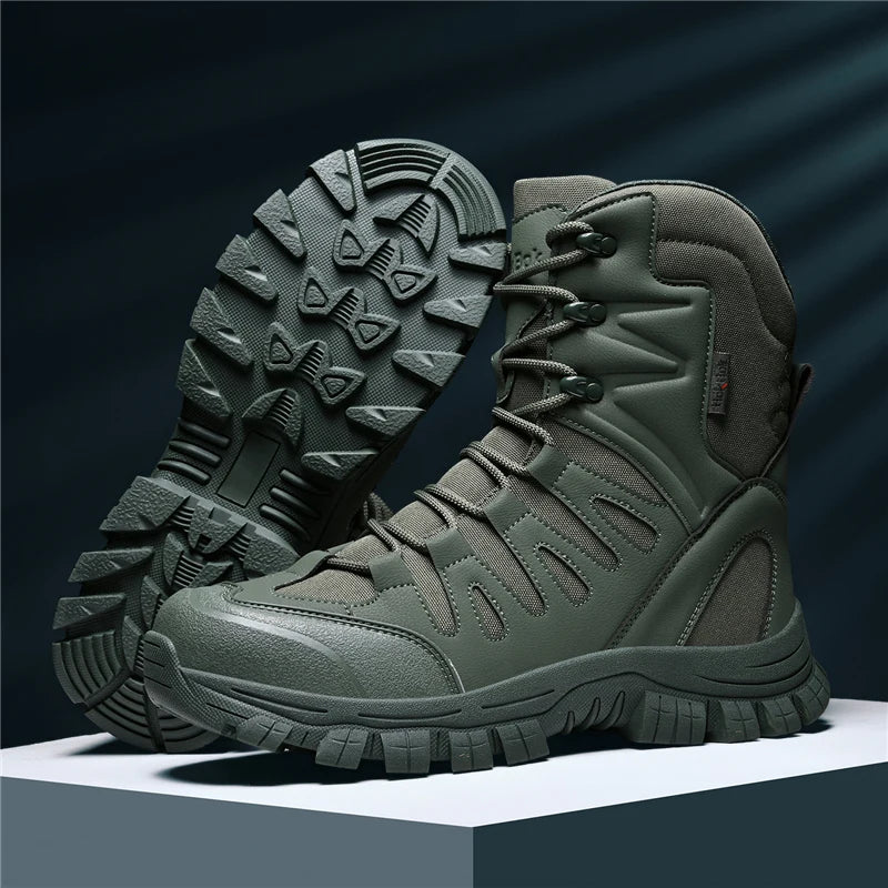 New High Quality Leather Men's Motorcycle Boots Outdoor Non-slip Men Ankle Boots Handmade Male Mid-Calf Boots Leisure Walk Botas