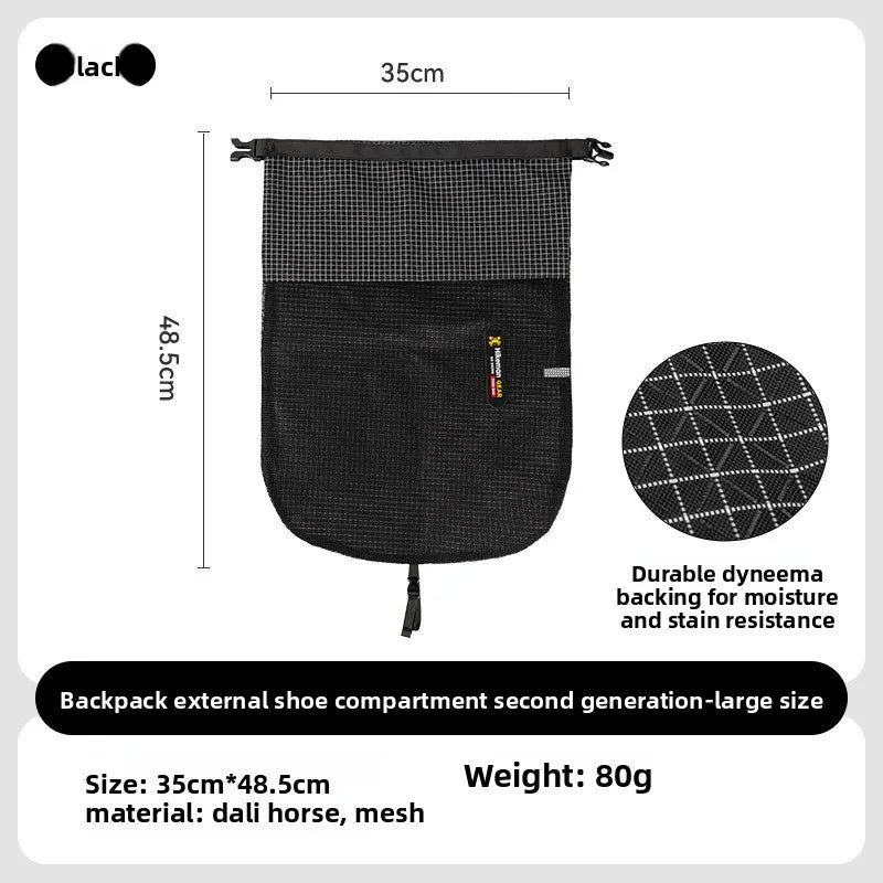 Ultralight Dyneema Shoe Storage Pouch Breathable Mesh Backpack Hanging Shoe Bag Roll-top Organizer for Hiking Camping Gym Travel