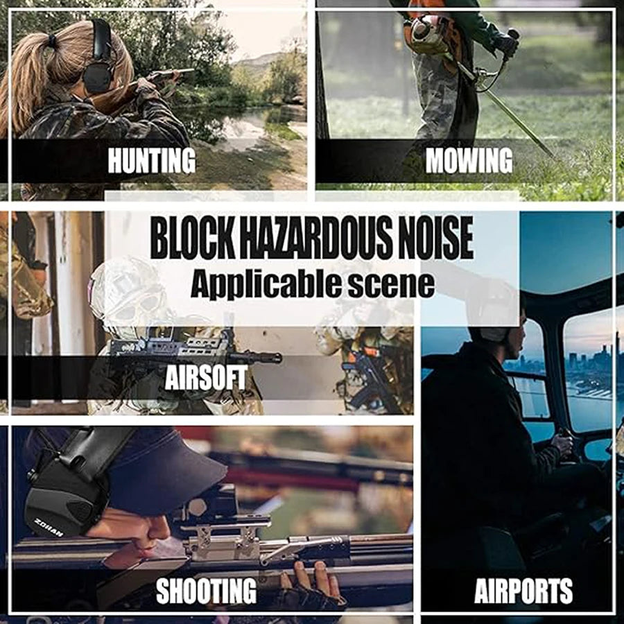 ZOHAN Tactical Earmuff Electronic Anti-noise Headphone Hearing Protection Headset Active Headphones For Shooting 2 Pack Hot Sale