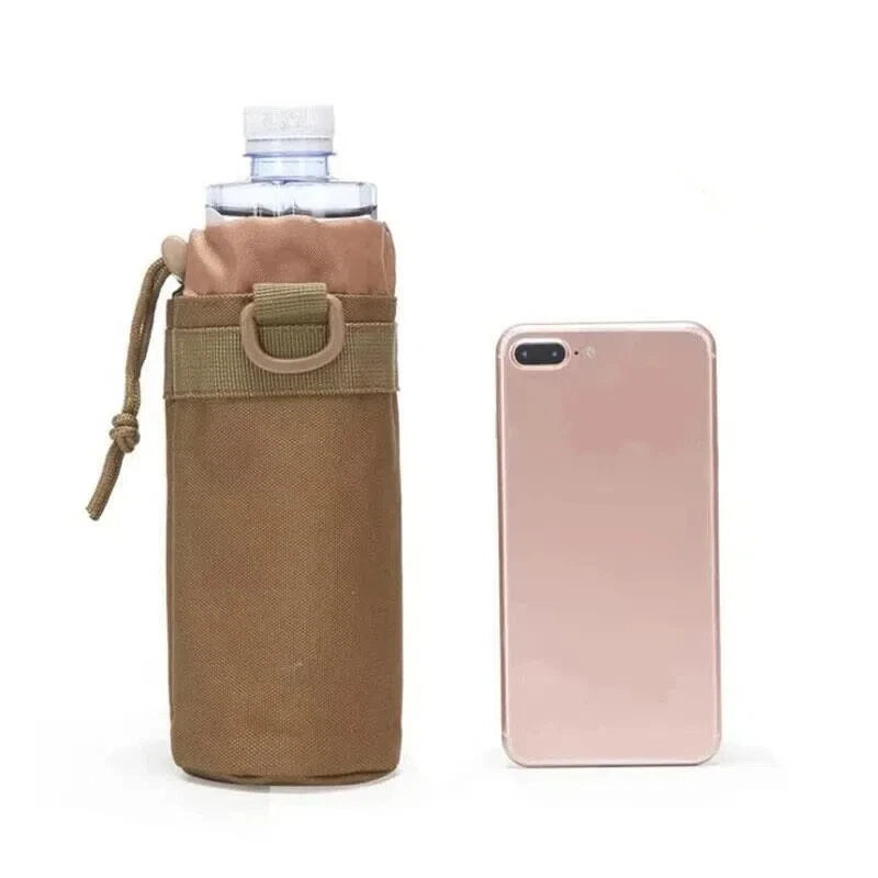 Portable MOLLE Water Bottle Bag 1000D Nylon Tactical Pouch Adjustable Drawstring Hydration Carrier for Outdoor Activities