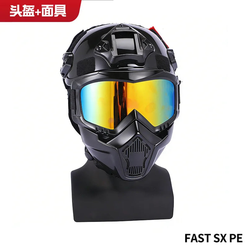 Children's Tactical Helmet Set Delta Force Airsoft Combat Helmet Kit with Mask Goggles Dummy Night Vision Goggle for CS Cosplay