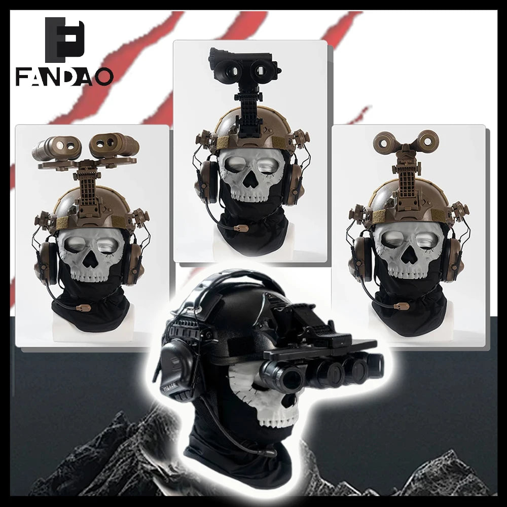 Tactical Kids Helmet Set COD Airsoft Helmet Kit with Ghost Full Face Mask NVG Model Headphones for CS Call of Duty 19 Cosplay