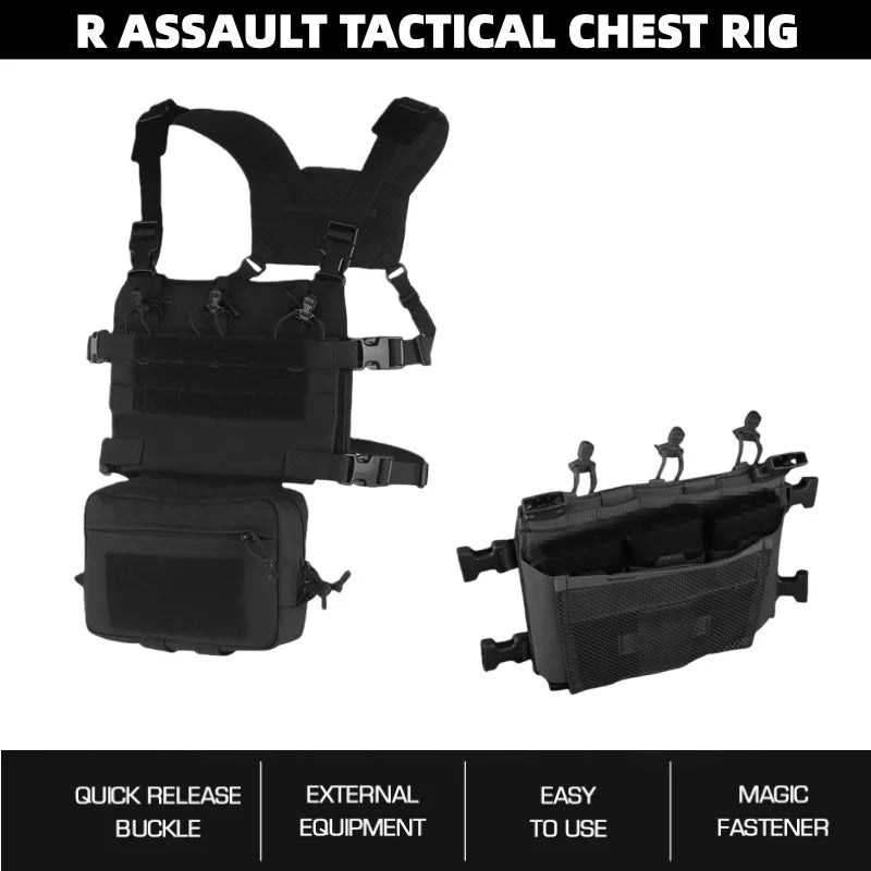 R Assault Hunting Chest Rig | MOLLE Compatible Harness | For Hunting Airsoft Magazines & Gear