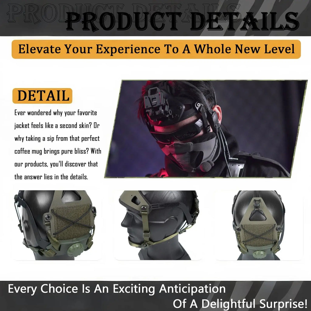 Multi-Function NVG Head Mount with Adjustable Suspension, Lightweight Tactical Helmet Camera Bracket for Outdoor and Filming