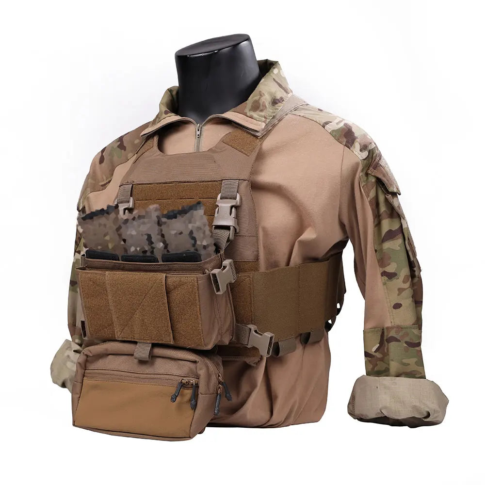 Emersongear For FCS Hunting Vest W/MK Chest Rig Set Multi-Purpose Plate Carrier W/ Pouch Elastic Cummerbund Sack Bag Trekking