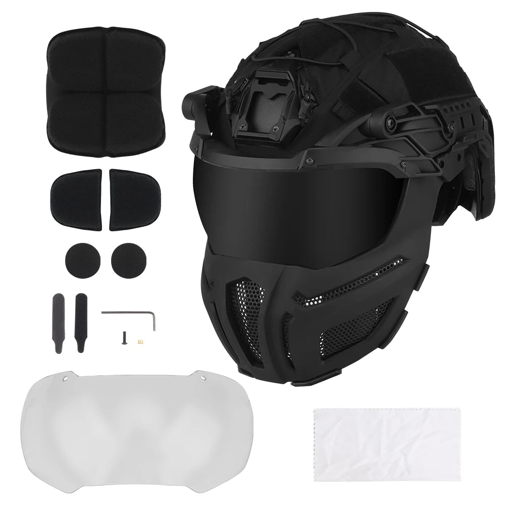 Tactical FAST Helmet With Goggles Mask Full Protection Hunting Combat Airsoft Helmet Outdoor Sports Cycling Safety Helmet Gear