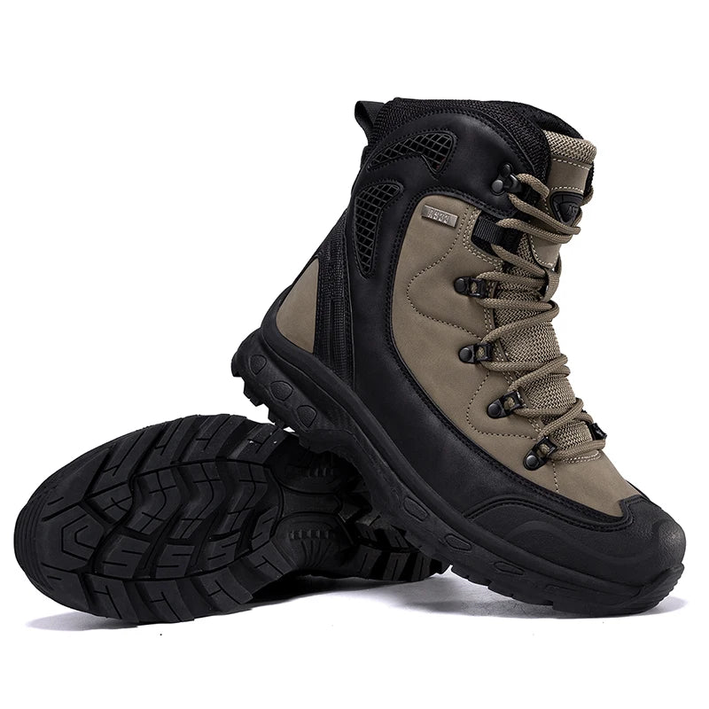 New Men's Mountaineering Boots, Anti Collision and Anti slip, Large Size Outdoor Training and Hiking Boots, High Top Breathable