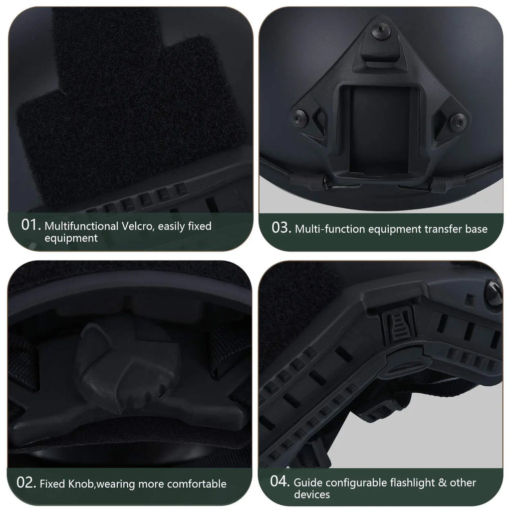 BOOIU Fast MH Base Jumping Tactical Helmet for Outdoor Hunting Game ABS Helmet with Side Rails Airsoft Paintball Protective
