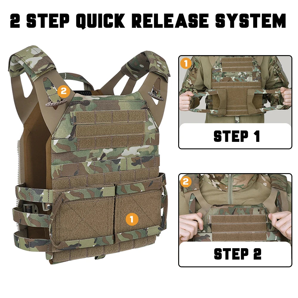 KRYDEX 500D Tactical Vest JPC 2 Plate Carrier MOLLE Front Flap Armor Combat Paintball Hunting CS Men Vest Camo MC